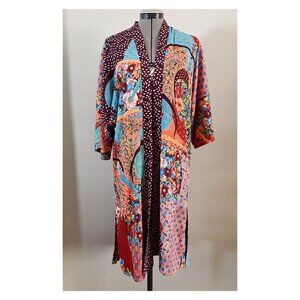 Chico'c Sz S/M Mixed Print Reversible Open Front Kimono Duster